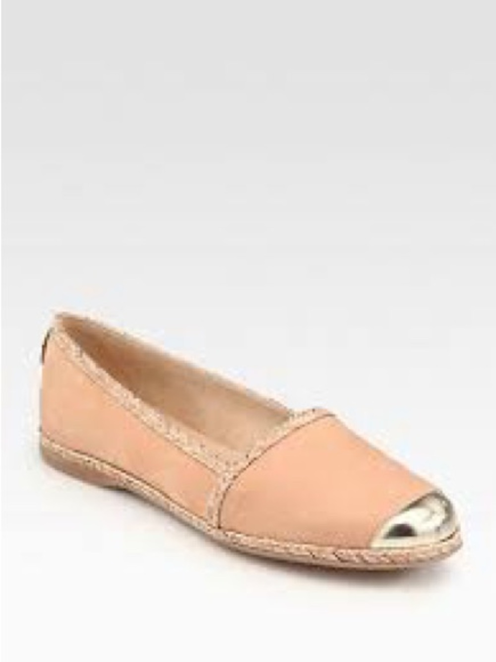 Stuart Weitzman  Espadrille Flats with Metallic Silver Cap Toe